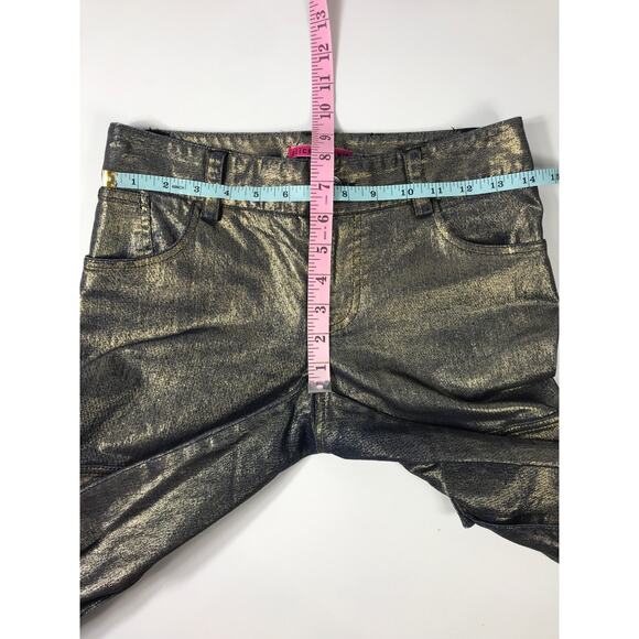 Alice & Olivia Metallic Gold Cargo Slim Jean Pants Women 0 / 25 Holiday NYE - Picture 11 of 11